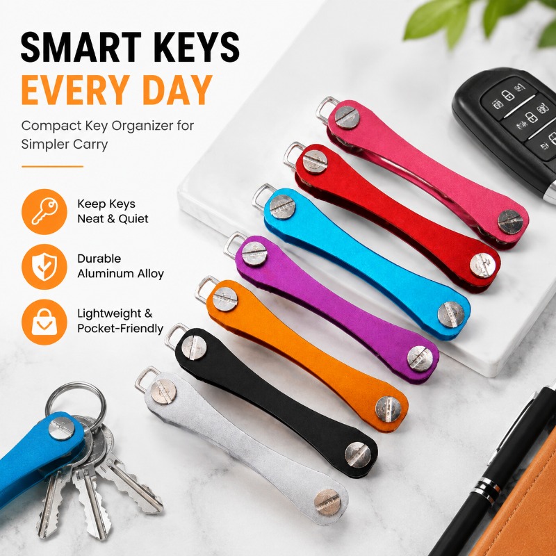 Edc Carry Accessories - Aluminum Alloy Key Organizer Accessory, Portable