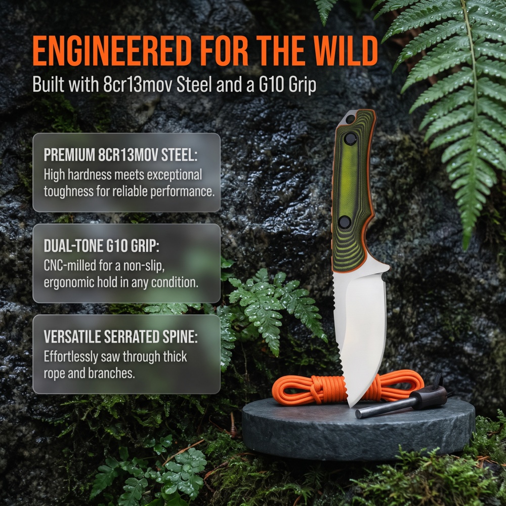 Edc Carry Knife - 15017 Hiking Backpacking Trekking Utility Fixed