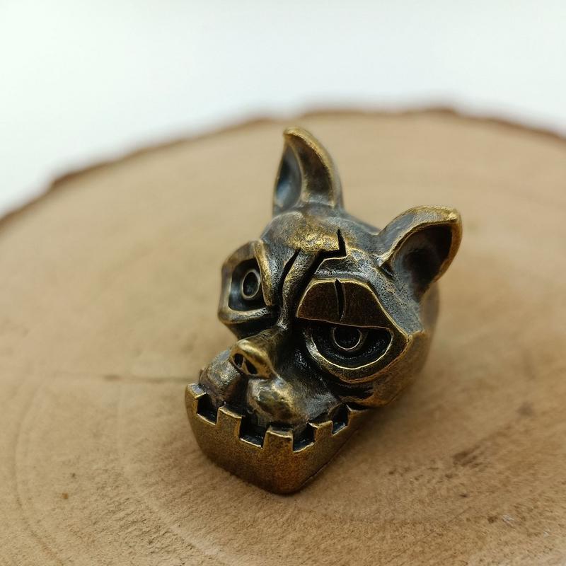Bulldog Head Brass Knife Bead  - Edc Carry Knife review and price