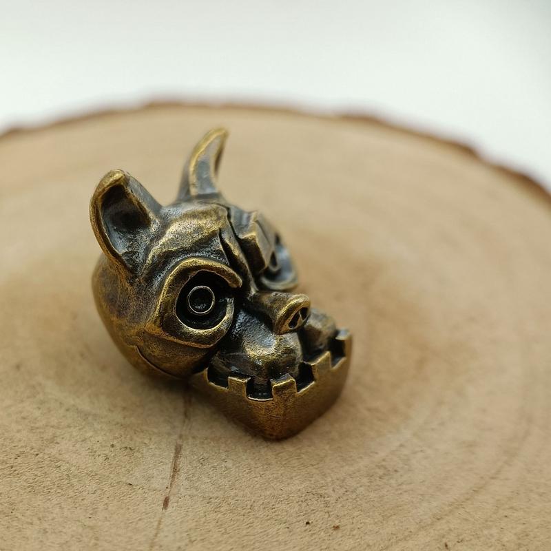 Bulldog Head Brass Knife Bead  - Edc Carry Knife review and price